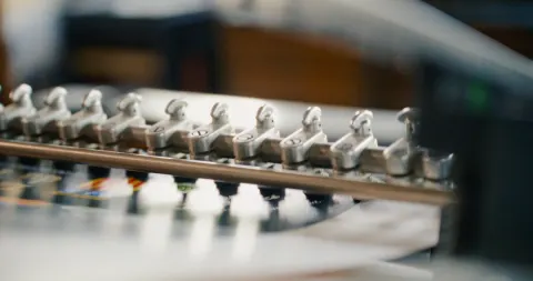 Détail mécanique d'une machine d'impression
